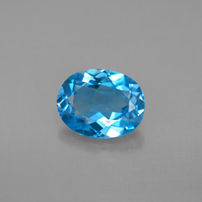 Topacio azul natural de 2,25 ct, corte óvalo, VVS