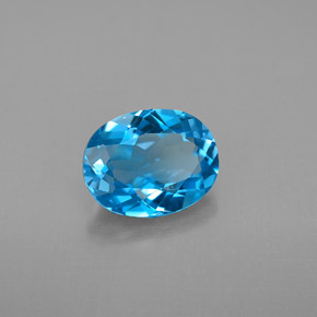 Topacio azul natural de 2,25 ct, corte óvalo, VVS