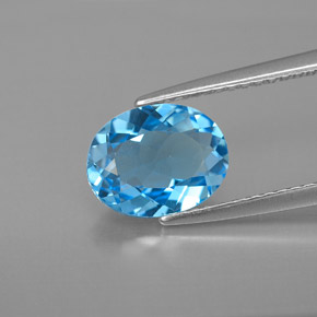 Topacio azul natural de 2,01 ct, corte óvalo, VVS