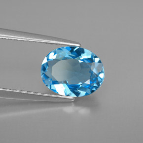 Topacio azul natural de 2,01 ct, corte óvalo, VVS
