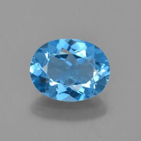 Topacio azul natural de 1,98 ct, corte óvalo, VVS