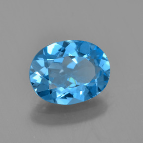 Topacio azul natural de 1,98 ct, corte óvalo, VVS