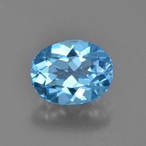 Topacio azul natural de 2,40 ct, corte óvalo, VVS