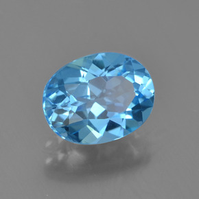 Topacio azul natural de 2,40 ct, corte óvalo, VVS