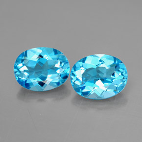Gemas de topacio azul suizo natural de  ct, corte óvalo, VVS