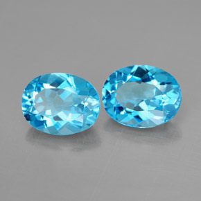 Gemas de topacio azul suizo natural de  ct, corte óvalo, VVS