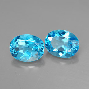 Gemas de topacio azul natural de  ct, corte óvalo, VVS