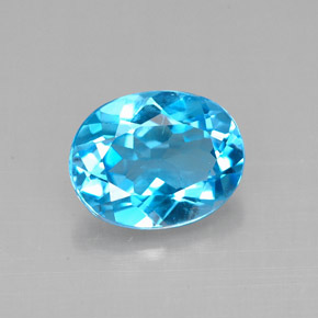 Topacio azul natural de 2,18 ct, corte óvalo, VVS
