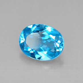 Topacio azul natural de 2,18 ct, corte óvalo, VVS