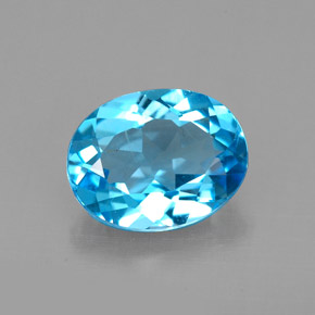 Topacio azul suizo natural de 2,21 ct, corte óvalo, VS