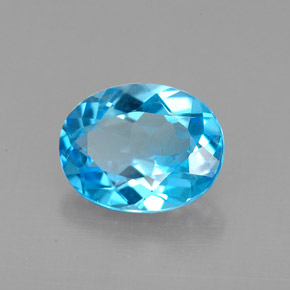 Topacio azul suizo natural de 2,21 ct, corte óvalo, VS