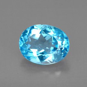 Topacio azul natural de 2,54 ct, corte óvalo, VVS-VS