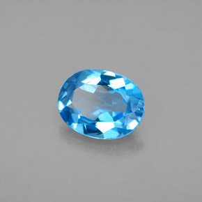 Topacio azul natural de 2,13 ct, corte óvalo, VVS