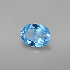 Topacio azul natural de 2,16 ct, corte óvalo, VVS