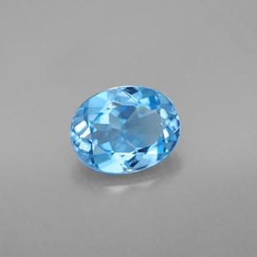 Topacio azul natural de 2,16 ct, corte óvalo, VVS