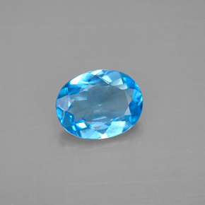 Topacio azul natural de 1,91 ct, corte óvalo, VS
