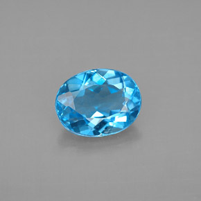 Topacio azul natural de 2,22 ct, corte óvalo, VVS-VS