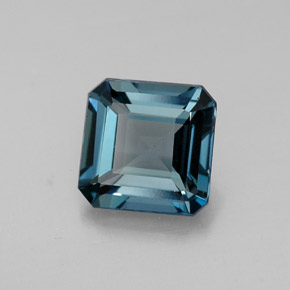 Topacio azul natural de 1,56 ct, corte esmeralda, VVS-VS