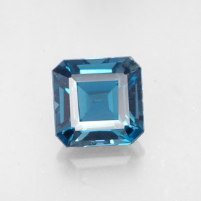 Topacio azul natural de 1,62 ct, corte esmeralda, VVS