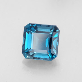 Topacio azul natural de 1,62 ct, corte esmeralda, VVS