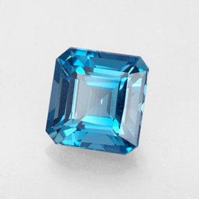 Topacio azul natural de 2,23 ct, corte esmeralda, VVS