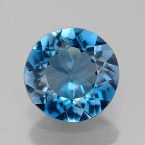 Topacio azul natural de 2,58 ct, corte redondo, VVS