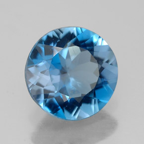 Topacio azul natural de 2,58 ct, corte redondo, VVS