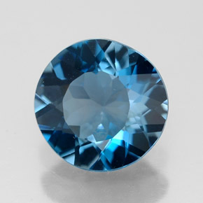 Topacio azul natural de 2,71 ct, corte redondo, VVS