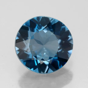 Topacio azul natural de 2,71 ct, corte redondo, VVS