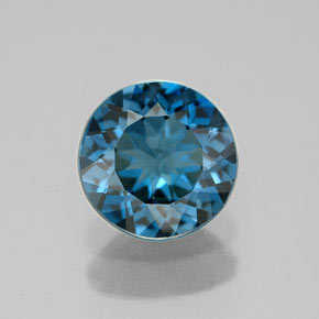 Topacio azul natural de 2,91 ct, corte redondo, VS
