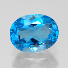 Topacio azul natural de 2,57 ct, corte óvalo, VVS