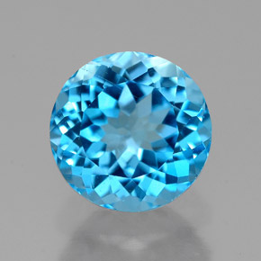 Topacio azul natural de 2,59 ct, corte redondo, VVS