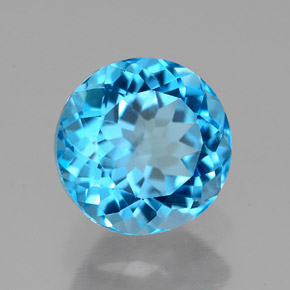 Topacio azul natural de 2,59 ct, corte redondo, VVS