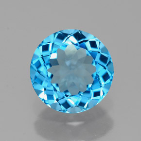 Topacio azul natural de 2,31 ct, corte redondo, VVS