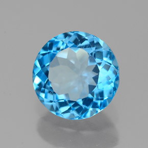 Topacio azul natural de 2,31 ct, corte redondo, VVS
