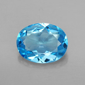 Topacio azul natural de 1,85 ct, corte óvalo, VVS