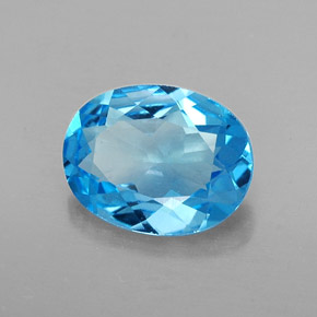Topacio azul natural de 1,85 ct, corte óvalo, VVS