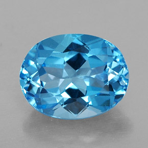 Topacio azul natural de 2,54 ct, corte óvalo, VVS