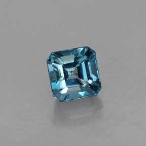 Topacio azul natural de 1,12 ct, corte esmeralda, VS