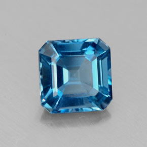 Topacio azul natural de 1,90 ct, corte esmeralda, VVS-VS