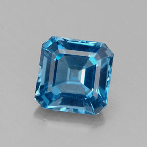 Topacio azul natural de 1,90 ct, corte esmeralda, VVS-VS