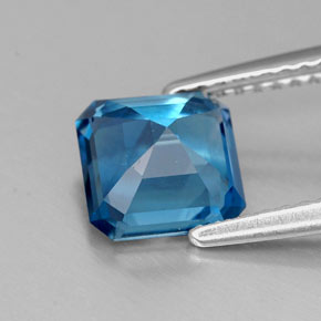 Topacio azul natural de 1,90 ct, corte esmeralda, VVS-VS