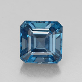 Topacio azul natural de 2,46 ct, corte esmeralda, VS