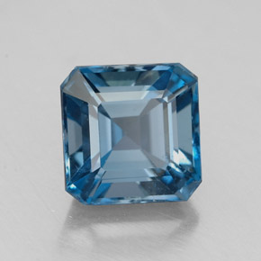 Topacio azul natural de 2,46 ct, corte esmeralda, VS