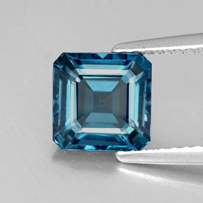 Topacio azul natural de 1,98 ct, corte esmeralda, VS
