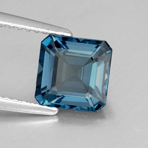 Topacio azul natural de 1,98 ct, corte esmeralda, VS