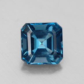 Topacio azul natural de 2,19 ct, corte esmeralda, VS