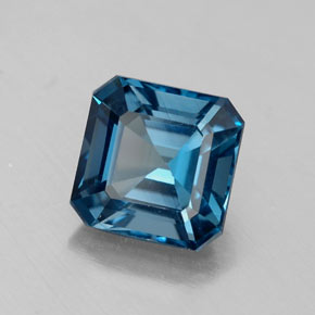 Topacio azul natural de 2,19 ct, corte esmeralda, VS