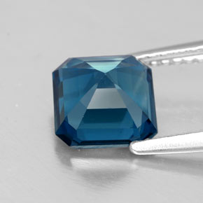 Topacio azul natural de 2,19 ct, corte esmeralda, VS