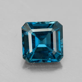 Topacio azul natural de 2,19 ct, corte esmeralda, VS
